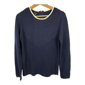Talbots Womens Textured Popcorn 100% Cotton Tight Knit Sweater Blue size Medium